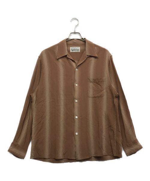 WACKO MARIA（ワコマリア）WACKO MARIA (ワコマリア) STRIPED OPEN COLLAR SHIRT ブラウン サイズ:Lの古着・服飾アイテム