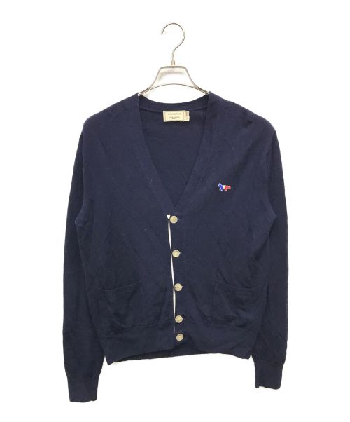 maison kitsune（メゾンキツネ）maison kitsune (メゾンキツネ) ワンポイントニットカーディガン ネイビー サイズ:XSの古着・服飾アイテム