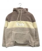 KITHキス）の古着「sherpa double pocket hoodie　シェルパ ダブル ポケット フーディー ボアパーカー」｜ベージュ