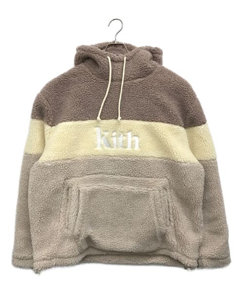 KITH（キス）KITH (キス) sherpa double pocket hoodie　シェルパ ダブル ポケット フーディー ボアパーカー ベージュ サイズ:XLの古着・服飾アイテム