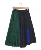 UNITED TOKYOユナイテッドトーキョー）の古着「3Dジルプリーツスカート」｜ネイビー×グリーン