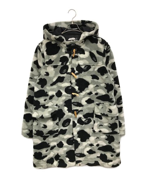 A BATHING APE（アベイシングエイプ）A BATHING APE (アベイシングエイプ) サルカモフリースダッフルコート ブラック×グレー サイズ:Mの古着・服飾アイテム