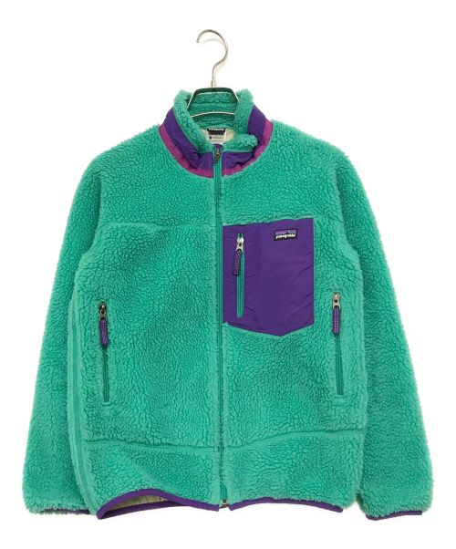 Patagonia（パタゴニア）Patagonia (パタゴニア) RETRO-X ガールズレトロX カーディガン グリーン×パープル サイズ:SIZE L (girl's 12)の古着・服飾アイテム