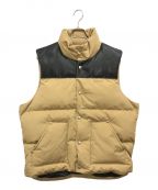 Schottショット）の古着「クラシックレザーコンビダウンベスト / CLASSIC LEATHER COMBI DOWN VEST / 中綿ベスト」｜ベージュ×ブラック