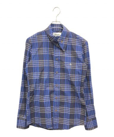 ヴィヴィアンウエストウッド 超変形デザイン ロングシャツ チェック 紺系 F古着のFutureメンズ一覧
