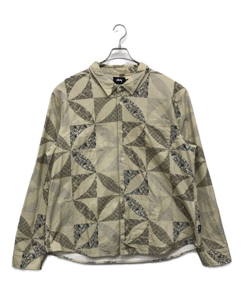 stussy（ステューシー）stussy (ステューシー) NOMA t.d. (ノーマティーディー) Quilt Pattern Shirt キルトパターンシャツ ベージュ サイズ:XLの古着・服飾アイテム