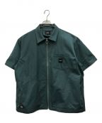 HUF×Dickiesハフ×ディッキーズ）の古着「別注WORKER ZIP S/SL SHIRT ワーカージップ S/SL シャツ」｜グリーン