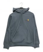 Carhartt WIPカーハート）の古着「HOODED AMERICAN SCRIPT SWEATSHIRT」｜ブルー