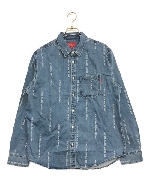 SUPREME（シュプリーム）SUPREME (シュプリーム) Logo Stripe Jacquard Denim Shirt インディゴ サイズ:Mの古着・服飾アイテム