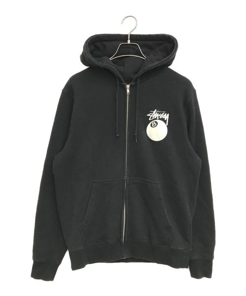 stussy（ステューシー）stussy (ステューシー) 8ボールプリントジップパーカー ブラック サイズ:Sの古着・服飾アイテム