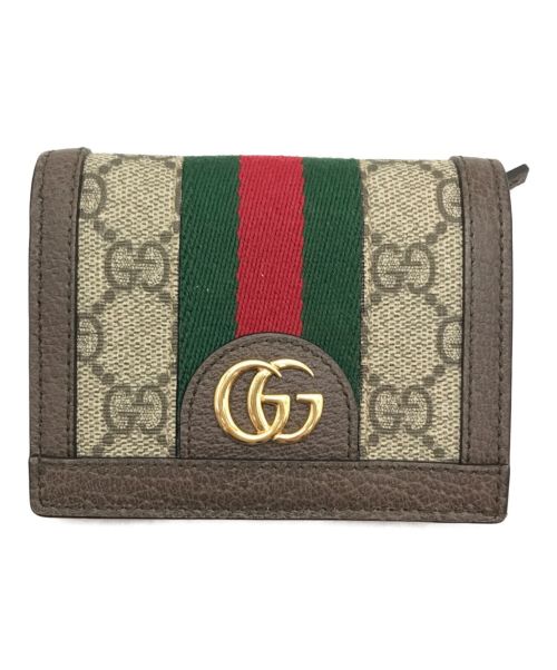 GUCCI（グッチ）GUCCI (グッチ) オフディア GGカードケース ウォレット ブラウン サイズ:下記参照の古着・服飾アイテム