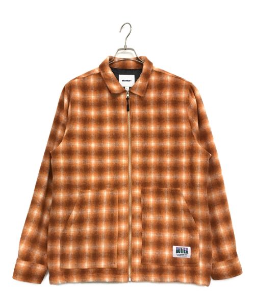 BUTTER GOODS（バターグッズ）BUTTER GOODS (バターグッズ) Chore Plaid Check Overshirt ホワイト×オレンジ サイズ:Lの古着・服飾アイテム