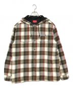 SUPREMEシュプリーム）の古着「Quilted Hooded Plaid Shirt」｜ベージュ×レッド