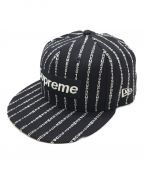 SUPREME×New Eraシュプリーム×ニューエラ）の古着「Text Stripe BLACK CAP」｜ブラック