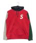 SUPREME（シュプリーム）の古着「19SS S Logo Colorblocked Hooded Sweatshirt」｜レッド×グリーン