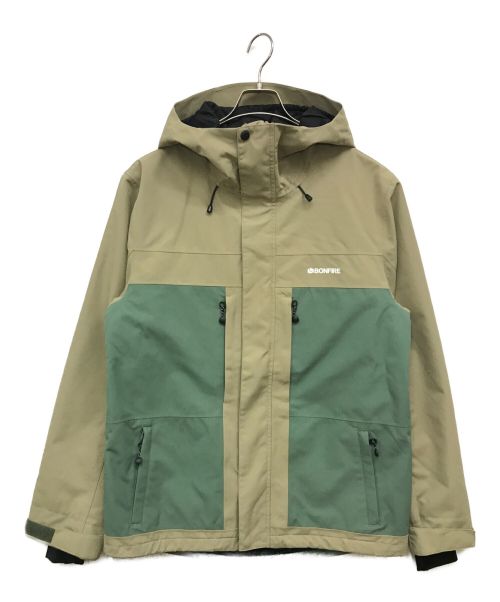 Bonfire Snowboarding（ボンファイア）Bonfire Snowboarding (ボンファイア) INCENDIARY SHELL JACKET グリーン×ベージュ サイズ:Mの古着・服飾アイテム