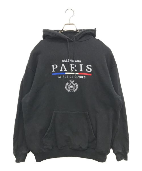 BALENCIAGA（バレンシアガ）BALENCIAGA (バレンシアガ) 19AW Paris Flag Hoodie ブラック サイズ:Mの古着・服飾アイテム