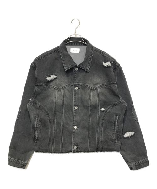 soerte（ソエルテ）soerte (ソエルテ) Distressed cut-off denim jacket グレー サイズ:3の古着・服飾アイテム