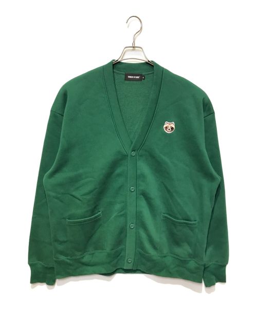 TANUKI STUDIO（タヌキスタジオ）TANUKI STUDIO (タヌキスタジオ) TANUKI WAPPEN OVER-SIZE SWEAT CARDIGAN グリーン サイズ:XLの古着・服飾アイテム