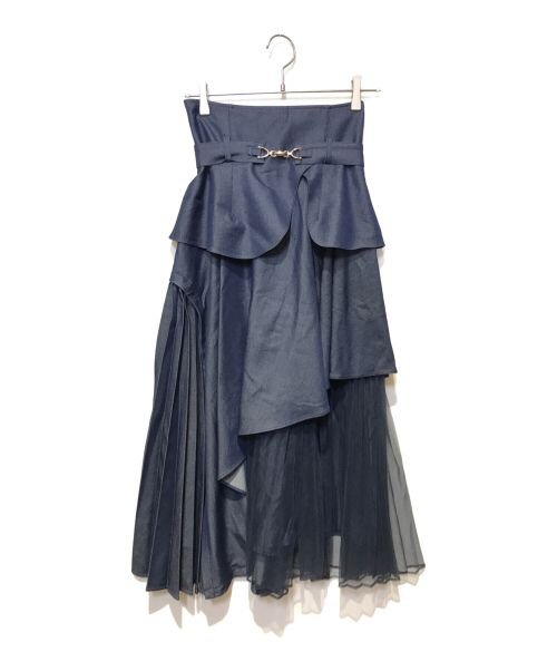 Snidel（スナイデル）Snidel (スナイデル) ビットプリーツスイッチングスカート ネイビーの古着・服飾アイテム
