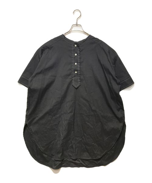 YORI（ヨリ）YORI (ヨリ) ノーカラーシャツチュニックブラウス ブラック サイズ:FREEの古着・服飾アイテム