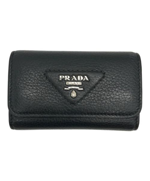 PRADA（プラダ）PRADA (プラダ) ロゴ4連キーケース ブラック サイズ:下記参照の古着・服飾アイテム