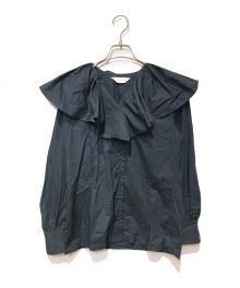 FORFORMO（フォルフォルモ）の古着「RUFFLE COLLAR BLOUSE」｜ネイビー