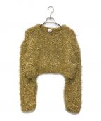 6(ROKU) BEAUTY&YOUTHロク ビューティーアンドユース）の古着「LAME FUR MOTIF SHORT PULLOVER KNIT / ニット」｜ゴールド