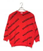 BALENCIAGAバレンシアガ）の古着「ALLOVER LOGO CREW KNIT」｜レッド