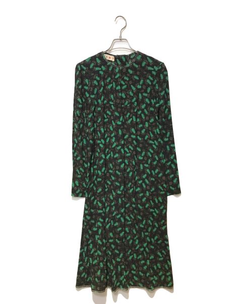 MARNI（マルニ）MARNI (マルニ) 総柄ワンピース ブラック×グリーン サイズ:36の古着・服飾アイテム