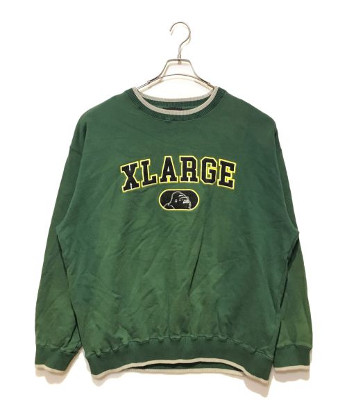 X-LARGE（エクストララージ）X-LARGE (エクストララージ) FELT LOGO CREWNECK SWEAT グリーン サイズ:XLの古着・服飾アイテム