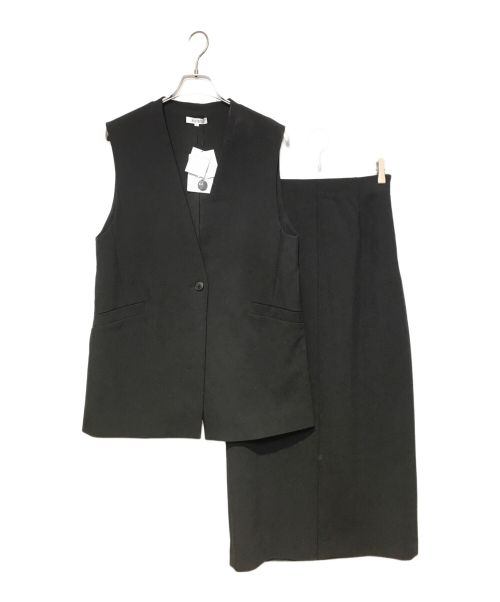 PLST（プラステ）PLST (プラステ) スカートジレセットアップ ブラック サイズ:L 未使用品の古着・服飾アイテム