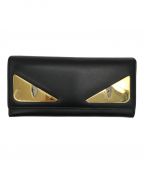 FENDIフェンディ）の古着「Monster Eyes Continental Smooth Leather Wallet」｜ブラック