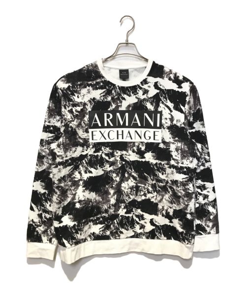 ARMANI EXCHANGE（アルマーニ エクスチェンジ）ARMANI EXCHANGE (アルマーニ エクスチェンジ) ロゴスウェット ブラック×ホワイト サイズ:XLの古着・服飾アイテム