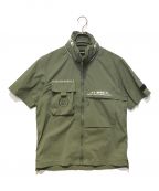 AVIREXアヴィレックス）の古着「FUNCTIONAL STAND ZIP SHIRT」｜カーキ