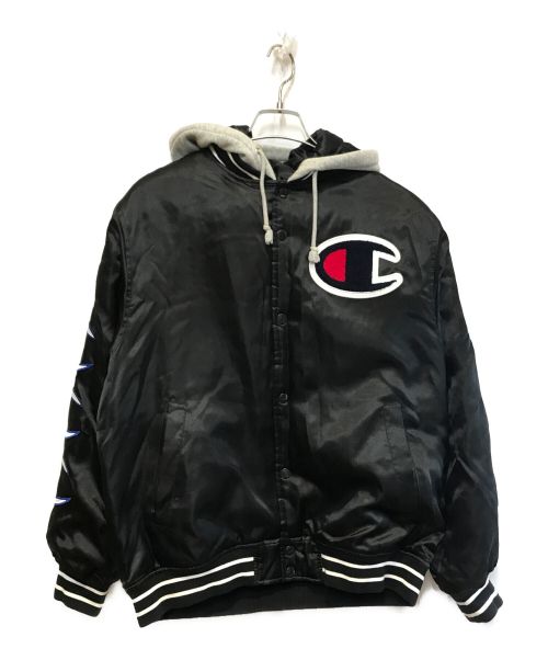 SUPREME（シュプリーム）SUPREME (シュプリーム) Champion (チャンピオン) Hooded Satin Varsity Jacket ブラック サイズ:Mの古着・服飾アイテム