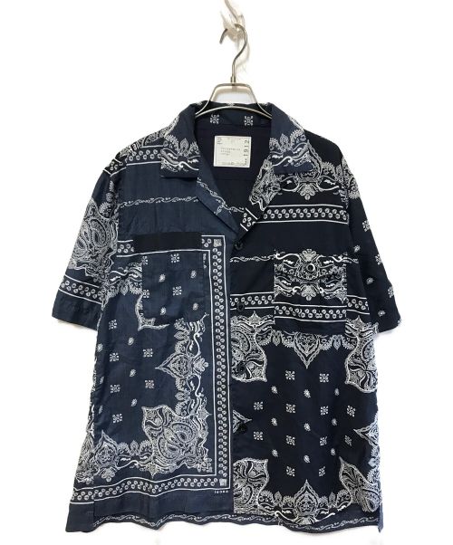 sacai（サカイ）sacai (サカイ) アシンメトリーバンダナシャツ ネイビー×ホワイト サイズ:SIZE3の古着・服飾アイテム