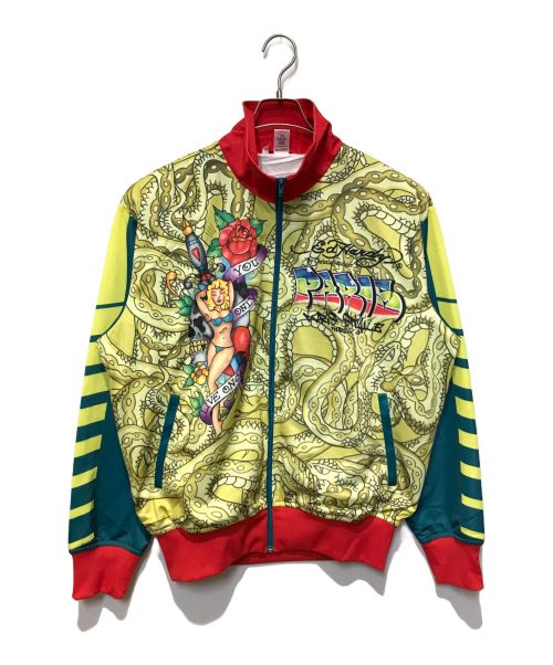 Ed Hardy（エド ハーディー）Ed Hardy (エド ハーディー) トラックジャケット レッド×ベージュ サイズ:Lの古着・服飾アイテム