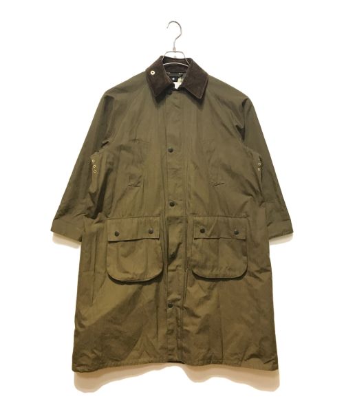 Barbour（バブアー）Barbour (バブアー) BEAMS BOY (ビームスボーイ) Balvenie Long Jacket カーキ×ブラウン サイズ:10（M相当）の古着・服飾アイテム