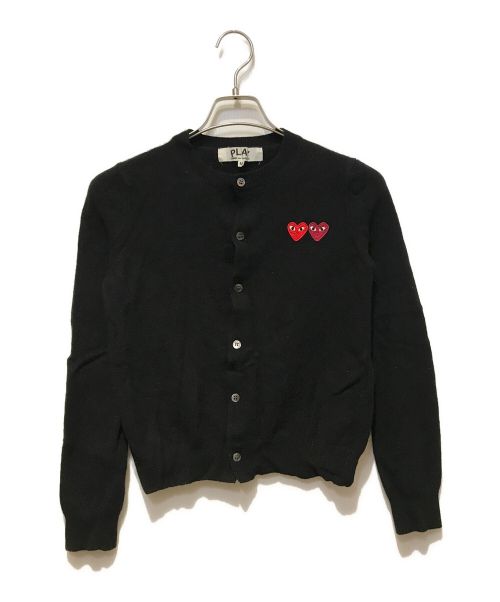 PLAY COMME des GARCONS（プレイ コムデギャルソン）PLAY COMME des GARCONS (プレイ コムデギャルソン) ダブルハート カーディガン ブラック サイズ:Mの古着・服飾アイテム