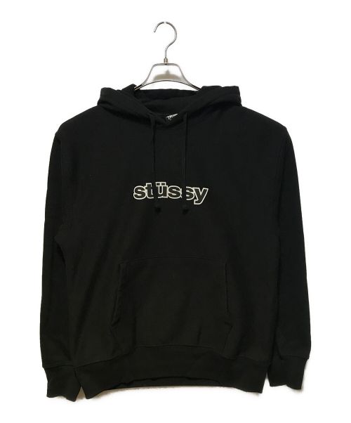 stussy（ステューシー）stussy (ステューシー) ロゴ プルオーバーパーカー ブラック サイズ:Mの古着・服飾アイテム