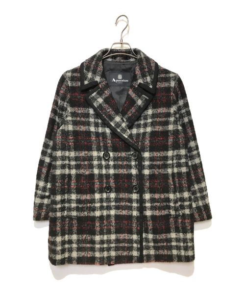 Aquascutum（アクアスキュータム）Aquascutum (アクアスキュータム) アニバーサリーチェックコート ブラック×グレー サイズ:10（M相当）の古着・服飾アイテム