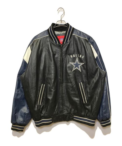 NFL（エヌエフエル）NFL (エヌエフエル) ［古着］レザースタジャン ネイビー×ブルー サイズ:XXLの古着・服飾アイテム