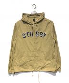 stussyステューシー）の古着「アーチロゴ フーデッドジャケット」｜ベージュ