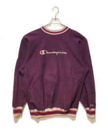 Champion（チャンピオン）の古着「90's リブライン クルーネック リバースウィーブスウェット」｜パープル