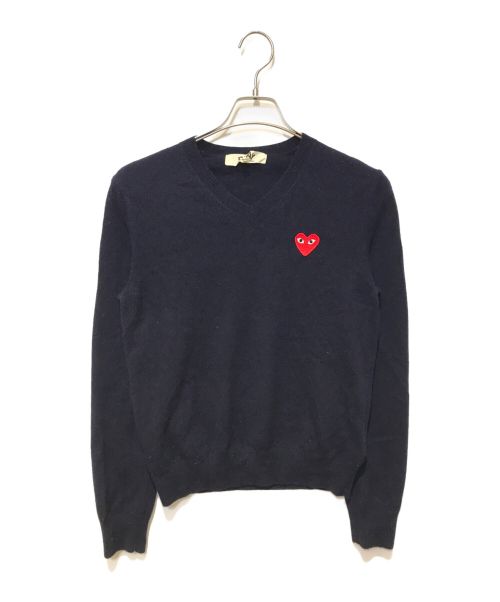 PLAY COMME des GARCONS（プレイ コムデギャルソン）PLAY COMME des GARCONS (プレイ コムデギャルソン) Vネックニット ネイビー サイズ:Mの古着・服飾アイテム