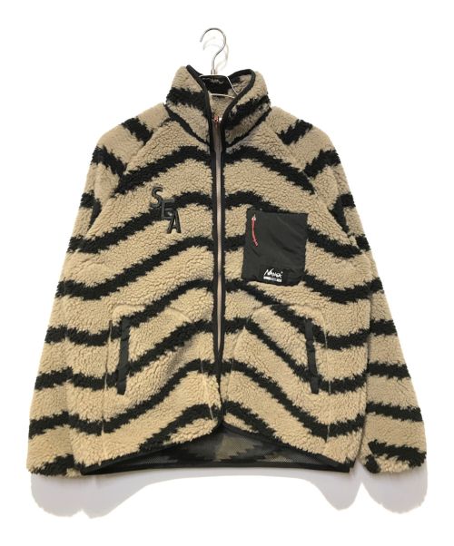 NANGA（ナンガ）NANGA (ナンガ) WIND AND SEA (ウィンド アンド シー) BOA FLEECE JACKET ベージュ×ブラック サイズ:Mの古着・服飾アイテム