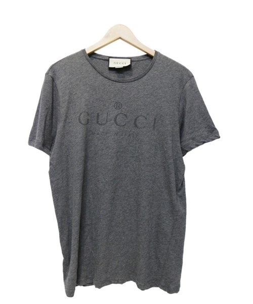 GUCCI（グッチ）GUCCI (グッチ) ロゴプリントTシャツ グレー サイズ:XLの古着・服飾アイテム