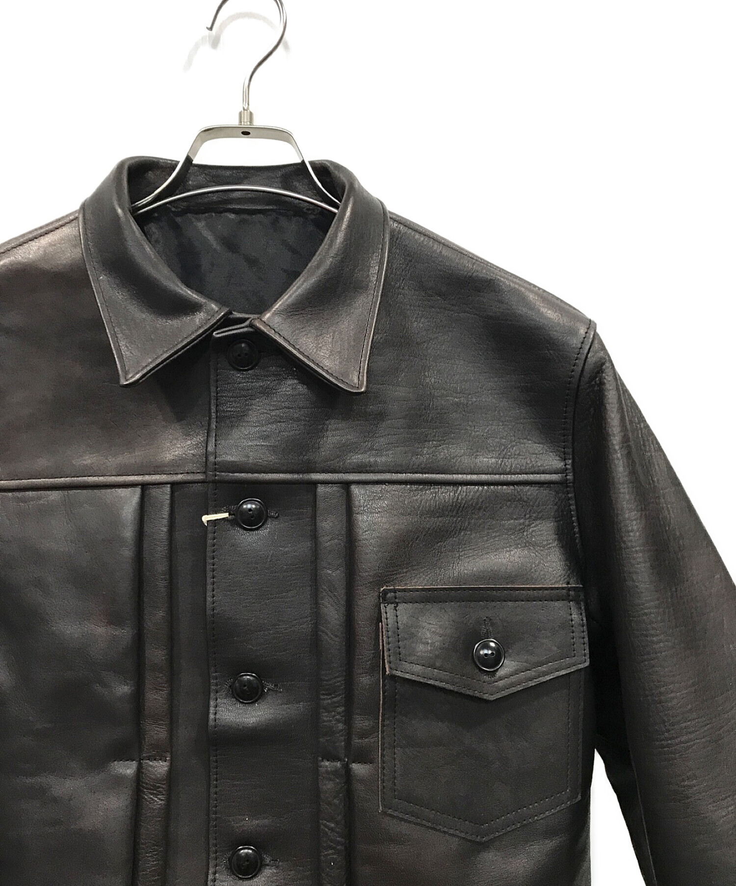 WAREHOUSE (ウエアハウス) 1st TYPE BLACK HORSE LEATHER JACKET（ファーストタイプ ブラック  ホースレザージャケット） ブラック サイズ:SIZE 40