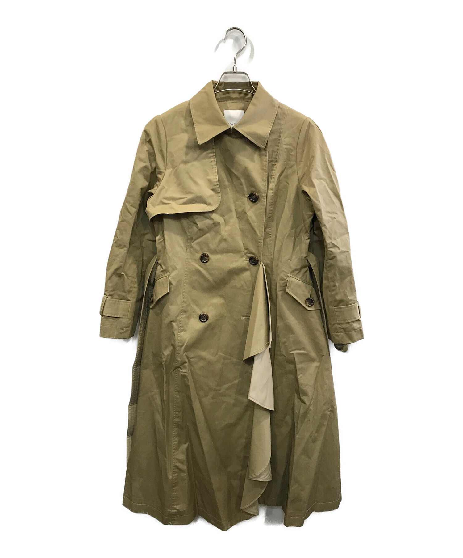 Her lip to (ハーリップトゥ) Gaba Ruffled cotton Trench Coat　/　ギャバラッフルドコットントレンチコート  ベージュ サイズ:M